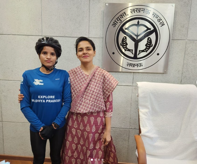 Woman cyclist on 25,000-km journey feted